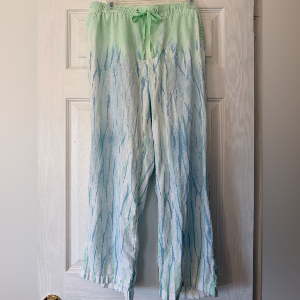 Bandolino Linen Pants white blue size 14P - Picture 4 of 16